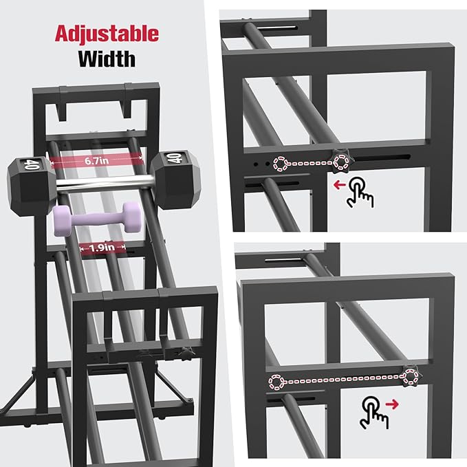 3-Tier Adjustable Dumbbell Rack Stand - Heavy-Duty Carbon Steel Weight Storage Organizer for Home Gym, Easy Assembly, 450 lb Capacity for Dumbbells & Kettlebells