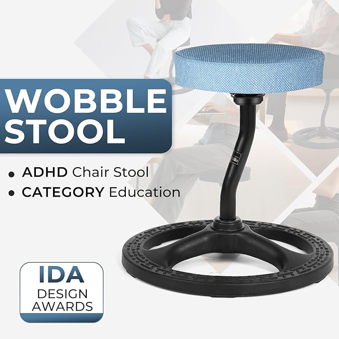 ADHD Chair for Kids, Yoga Chairs for Adults, Wobble Stool Active Flexible Seating Desk Chair with Non-Slip Base and Washable Seat Cover for Stability, Balance, Yoga, Office, School, Classroom