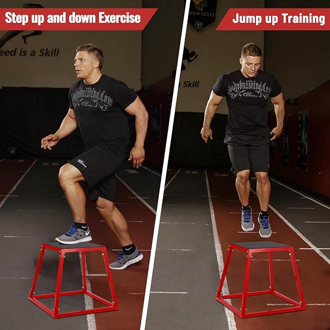 Plyometric Jump Box, Jumping Trainers Heavy-Duty Steel Plyo Boxes with Rubber Pad for Home Gym, Jump Platforms Step Up Box, Conditioning Strength Training 12"/18"/24"/30"