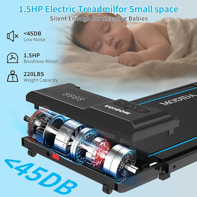 3 in 1 Walking Pad Treadmill with Handle | 1.5HP Under Desk Treadmill for Home Office | Foldable Compact Walking Jogging Running Machine | 220LBS Capacity, ≤45dB Quiet Treadmill