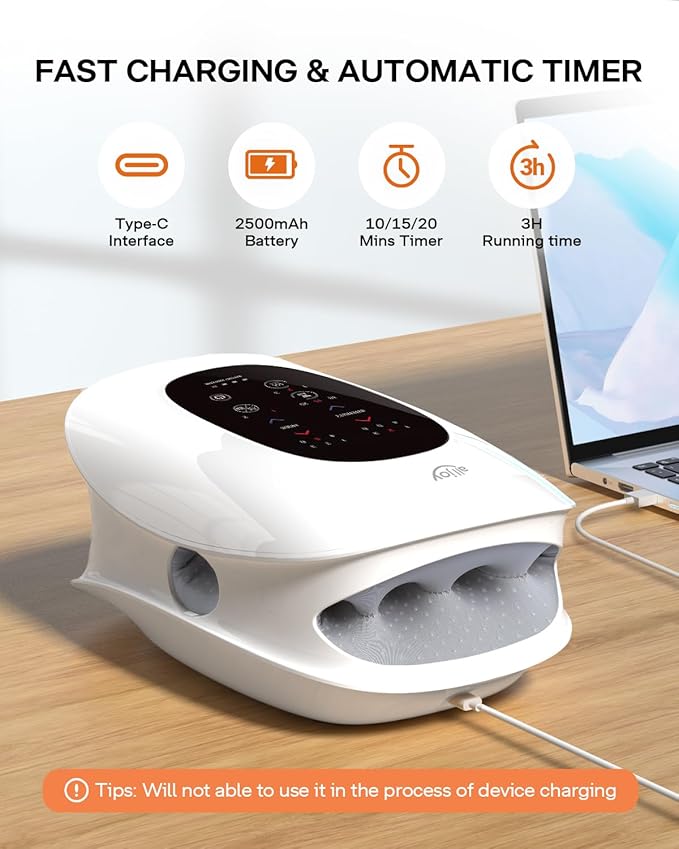 ALLJOY Hand Massager with Heat and Compression, Knuckle Stretching and Hand Massage, 6 Modes 6 Intensities 3 Heat for Arthritis and Carpal Tunnel Relief, Valentines Day Gifts for Women Men(White)