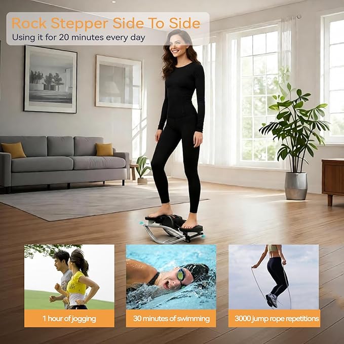 Rock Stepper Side to Side – Lateral Stepper & Glute Trainer with Resistance Bands, Low Impact Side to Side Stepper for Home Exercise, Quiet Step Rocker Machine No Assembly 250LBS