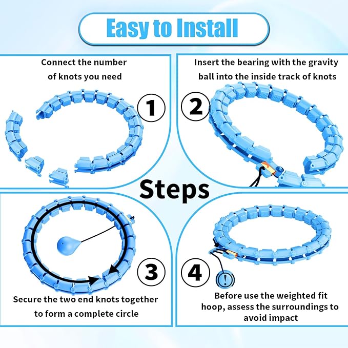 65 Inch Adjustable Fitness Waist Hoop – 32 Detachable Links, Quiet Non-Drop Fitness Tool for Adults Weight Loss, Plus Size Exercise Hoop for Women & Beginners