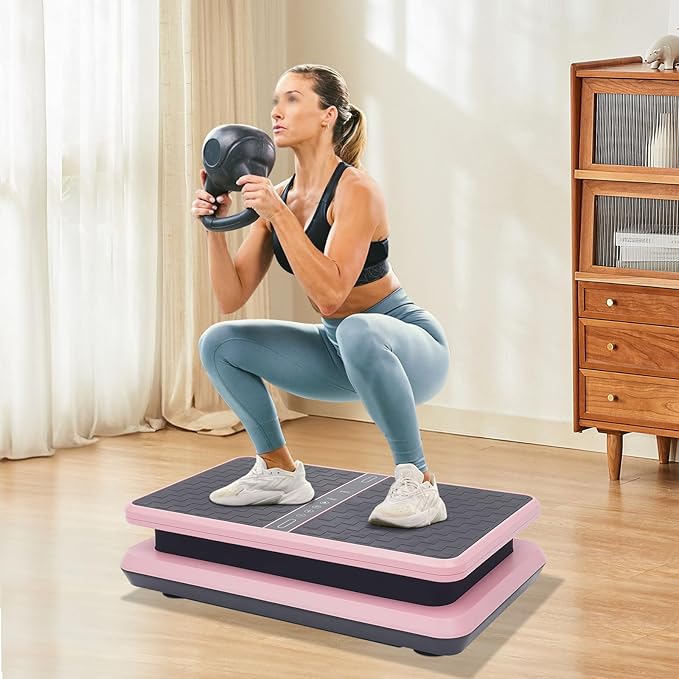 Vibration Plate Exercise Machine, Adjustable Speed, High-Intensity Vibration for Muscle Activation, Full-Body Workout Vibrating Platform w/ Resistance Bands, Fitness Equipment for Strength Tonin
