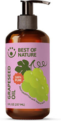 Best of Nature 100% Pure Grapeseed Massage & Body Oil, Unscented Lightweight Non-Greasy Moisturizer for Hair, Skin, Face, & Aromatherapy Carrier Oil for Essential Oils, 8 oz.