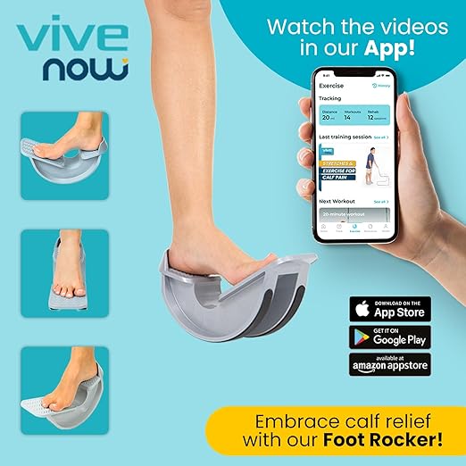Vive Foot Rocker - Calf Stretcher for Achilles Tendinitis, Heel, Feet, Shin Splint, Plantar Fasciitis Pain Relief - Stretches Strained Leg Muscle - Ankle Wedge Stretch Improves Flexibility (Small)