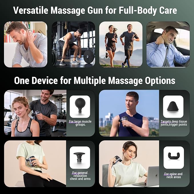 Mini Massage Gun with 10 Massage Heads, Percussion Deep Tissues Handheld Muscle Massager, 8mm Amplitude High-Intensity Massager Gun for Pain Relief for Office Gifts for Her, Home, Athletes