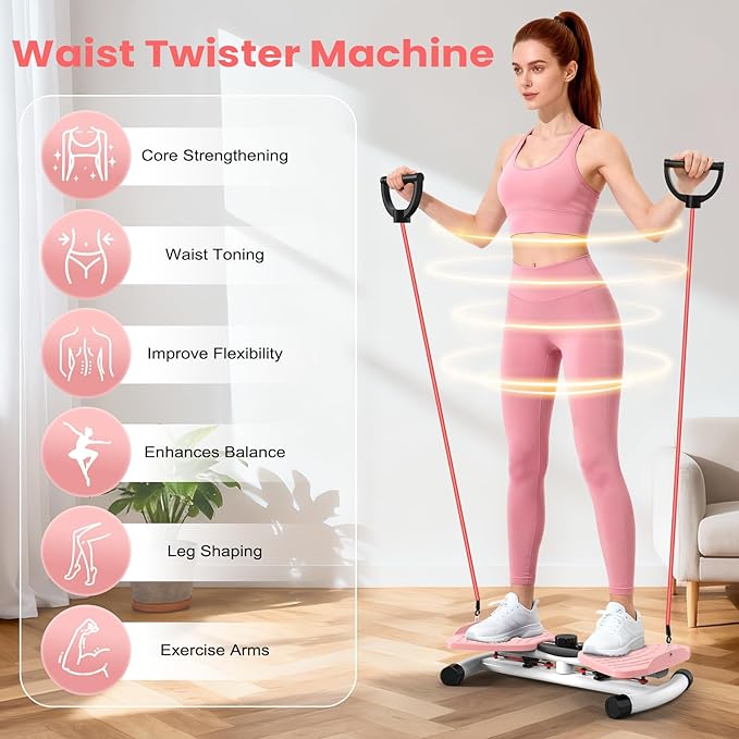 RELIFE Waist Twister Machine Exercise, Ab Twist Board With Digital Monitor, 20db Quiet, 300lb Capacity Anti-Slip Base For Home Gym, Belly Fat Workout For Women & Men