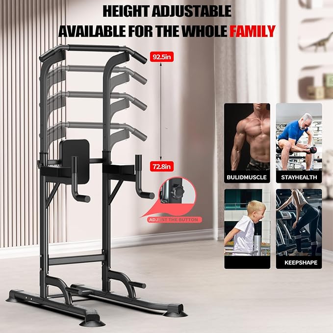 K KiNGKANG Adjustable Power Tower for Home Gym - Multifunctional Pull-Up & Dip Station for Strength Training