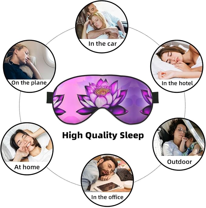 Purple Lotus Head-Mounted Double-Sided Light-Blocking Sleeping Eye mask to Protect Eyes and Relieve Eye Fatigue