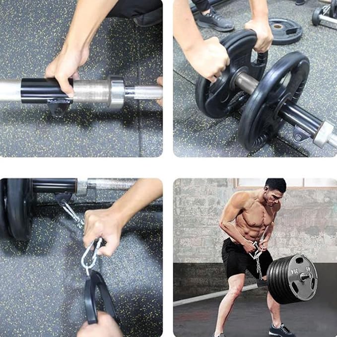 T Bar Row Handle Landmine Attachment, Barbell Row Platform with Chain for Bent Over Row, Home Gym Strength Training Equipment for Back and Core Workout