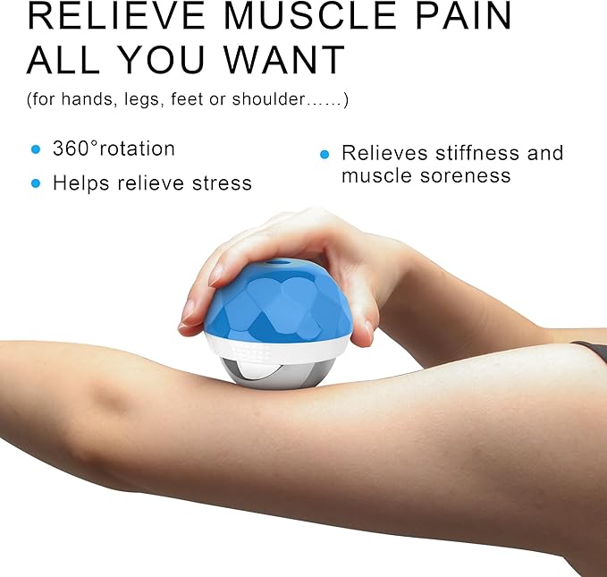 Coolrunner Cold Massage Roller Ball, Cryosphere Cold Massage Ball- Heat Therapy & Cold Therapy Relief with Cold Gel Core- Helps with Muscles Recovery and Inflammation for Shoulders, Neck (Blue White)