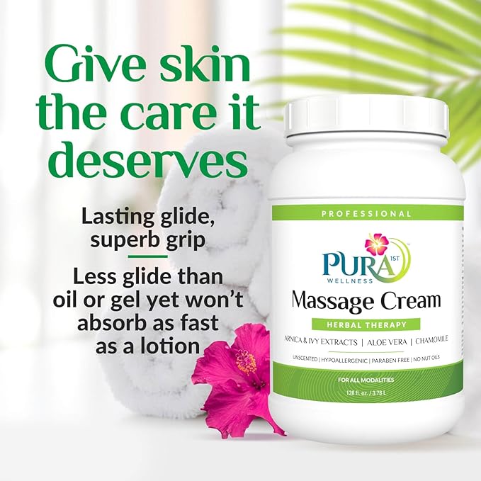 Herbal Therapy 1 Gallon Massage Cream, Aloe Vera, Professional, Massage Therapy, Deep Tissue, Unscented, Hypoallergenic, Natural Ingredients, Skin Hydrating, Moisturizing, Muscle Relief