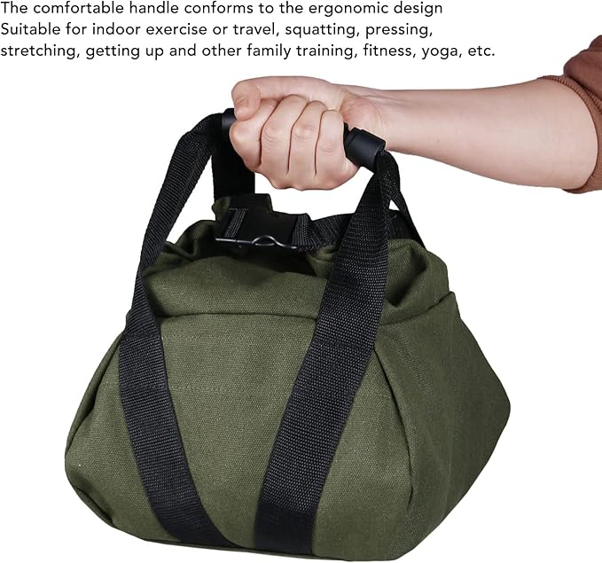 Fitness Workout Sandbag with Handles, Empty Weightlifting Training Sandbag, Durable 16oz Canvas Power Bag for Home Gym Yoga Travel, Ergonomic Grip for Squats Presses