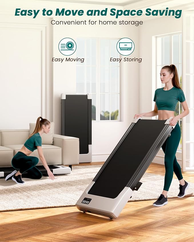 DeerRun Under Desk Walking Pad Treadmill for Home Office & Small Spaces, 6% Manual Incline, 0.6–3.8 MPH Walking Speed, 2.5 HP, 300 lb Capacity, App & Remote Control