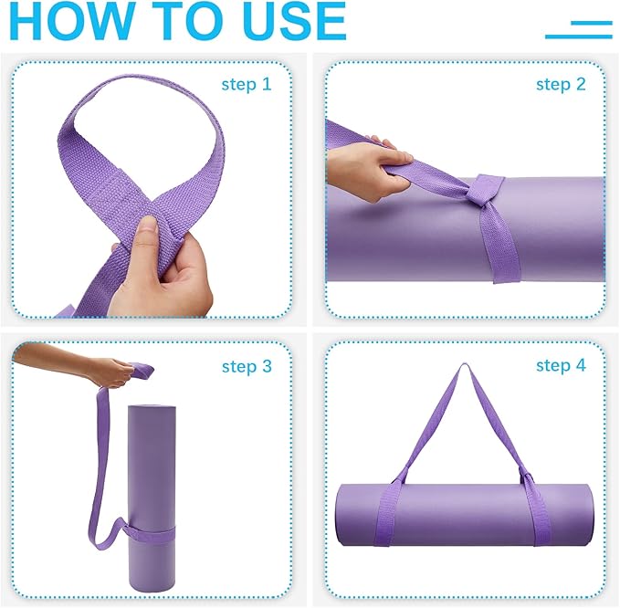 Deekin 4 Pcs Yoga Mat Straps for Carrying Yoga Mat Holder Adjustable Thick Carrier Exercise Sling Cotton Workout Stretching Band for Carrying Large Mats Roller Skate