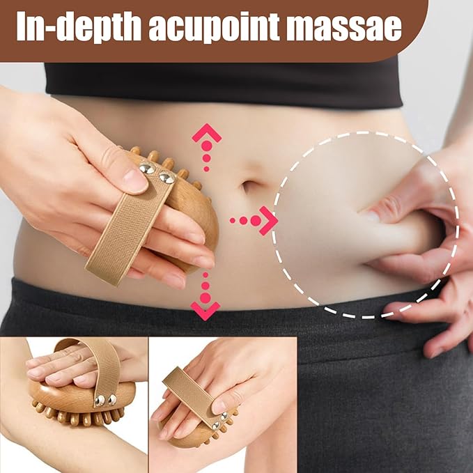 Meridian Pressure Brush, Wood Therapy Massage Tools, Wood Therapy Massage Tools for Belly Fat, Meridian Trigger Point Massager Wooden Massage Brush for Body Shaping, Muscle Pain Relief (2PCS)