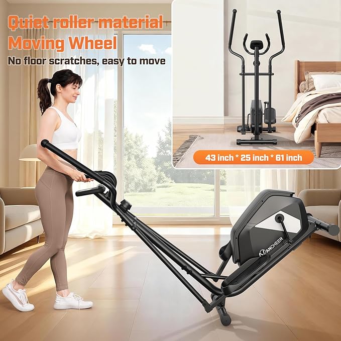 ANCHEER Elliptical Machine, Elliptical Exercise Machine for Home with Ultra-Quiet Magnetic System, Elliptical Trainer with 14 Resistance Levels&15IN Stride,Max 400LBS Loading Capacity