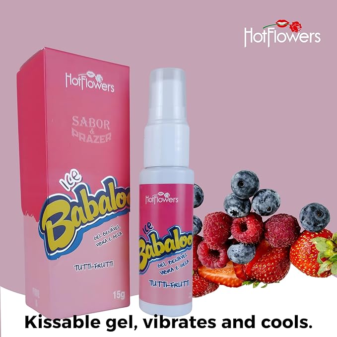 Hotflowers Babaloo Oral Ice Flavored Body Gel – Water-Based Cooling Massage Gel, Edible & Refreshing, Unisex Relaxation Formula – 15g Each (Tutti-Frutti)