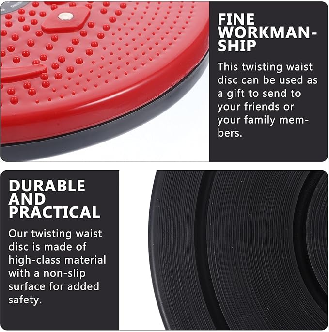 Yardwe Twist Board Fitness Device Red Rotating Waist Twisting Disc with Foot Massage for Indoor Body Shaping and Core Exercise