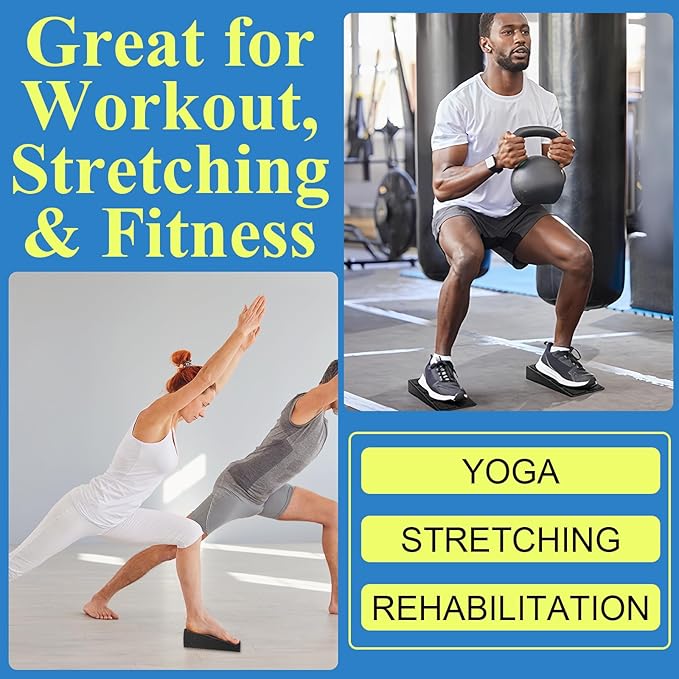 2 Set Squat Wedge Block 6 Pcs Slant Board for Calf Stretching with 5 Adjustable Angles, Heel Elevated Squat Wedge, Squat Wedges Weightlifting, Foam Squat Wedges for Workout, Calf Stretcher