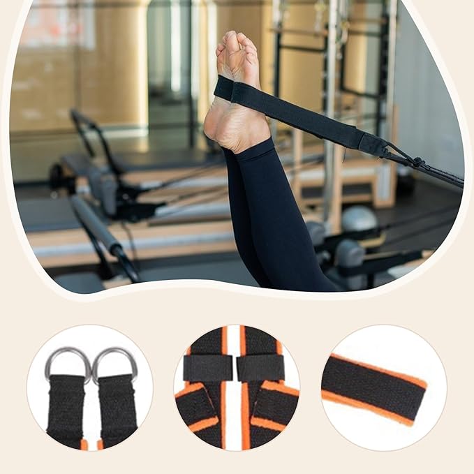 Pilates Y Shaped Ankle Straps with Locking Function for Balance & Endurance Multipurpose Easily Install Accessory Adjustable