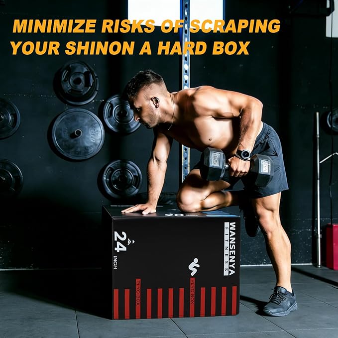 3-in-1 Dense Foam Plyometric Jump Box,30"x24"x20"-24"x20"x16"-20"x18"x16"Non-Slip Box Jumps for Home Gym,Exercise Foam Plyo Box for Fitness Training-Step-Ups,Split Squats,Dips,Box Jump Cube