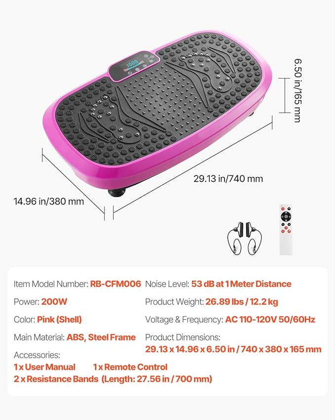 Happybuy Vibration Plate Exercise Machine - A Pink - Hued Fitness Marvel for All! This Full - Body Shaker, Equipped with Magnetic acupoints, is Perfect for Lymphatic Drainage and Weight Loss.