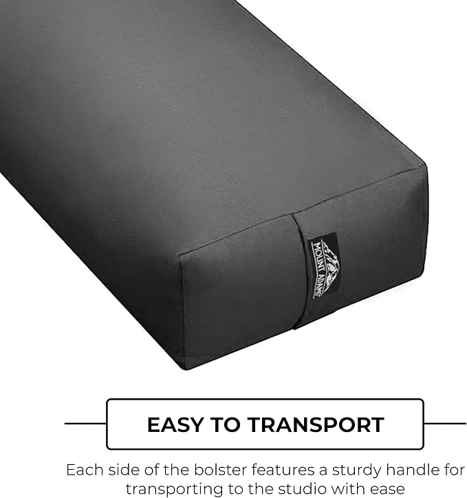 Mount Adams Rectangular Yoga Bolster for Restorative Yoga, 24" x 10" x 5", 6 lbs, 100% Cotton Rectangular Pillow with Handles, Dense, Firm Yoga Pillow and Cushion for Home or Studio