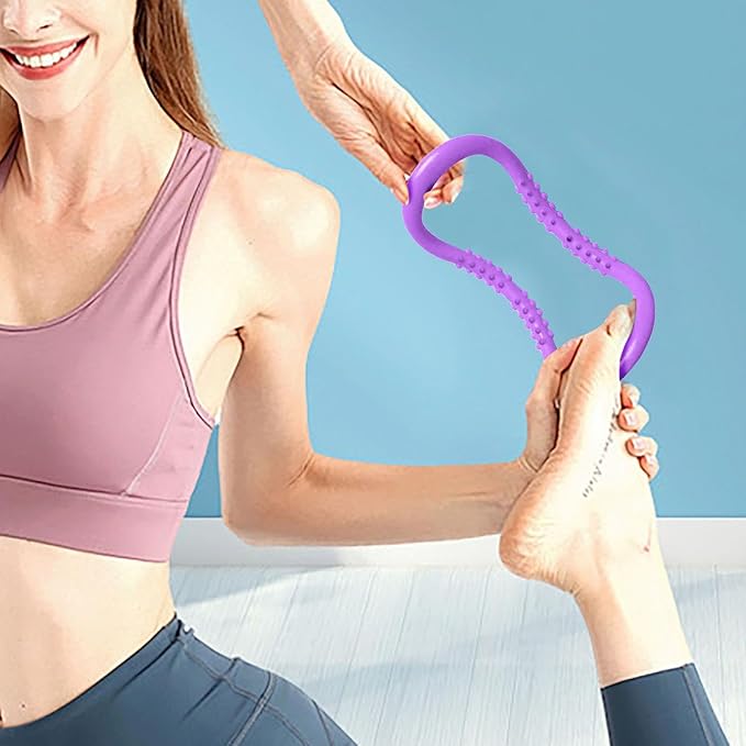 Yoga Pilates Circle Ring, Yoga Circle Stretch Resistance Ring Body Building Fitness Workout Tools for Training Neck, Back, Leg, Calf, Strengthen Chest, Thighs, Arms, Massage Point Design