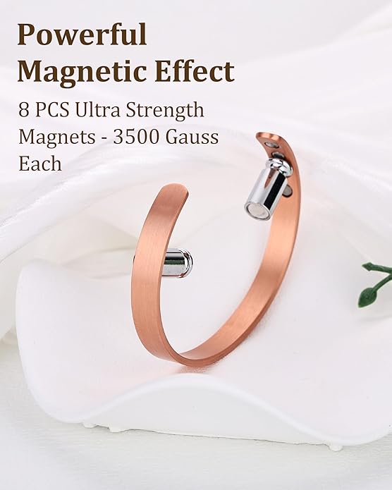 BioMag 2Pcs 99.99% Copper Bracelet for Women, Adjustable Magnetic Bracelets Bangle Cuff with 3500 Gauss Magnets, Jewelry Gift