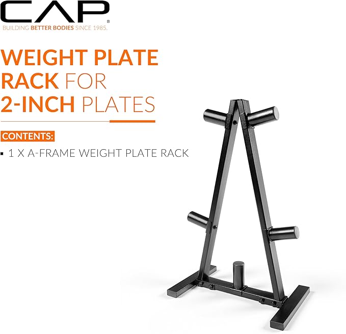 CAP A-Frame Olympic Plate Rack – Heavy-Duty 2-Inch Weight Plate Tree and Storage - 5 and 7 post options