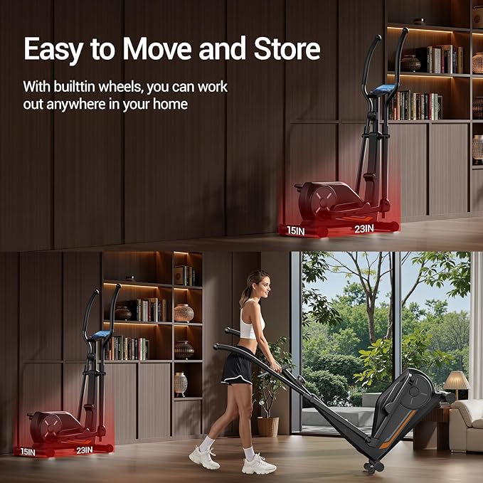 CURSOR FITNESS Elliptical Exercise Machine, Elliptical Machine for Home with 8 Levels Resistance, Silent Magnetic Elliptical Trainer with 12" Stride and LCD Monitor Max 330Lbs