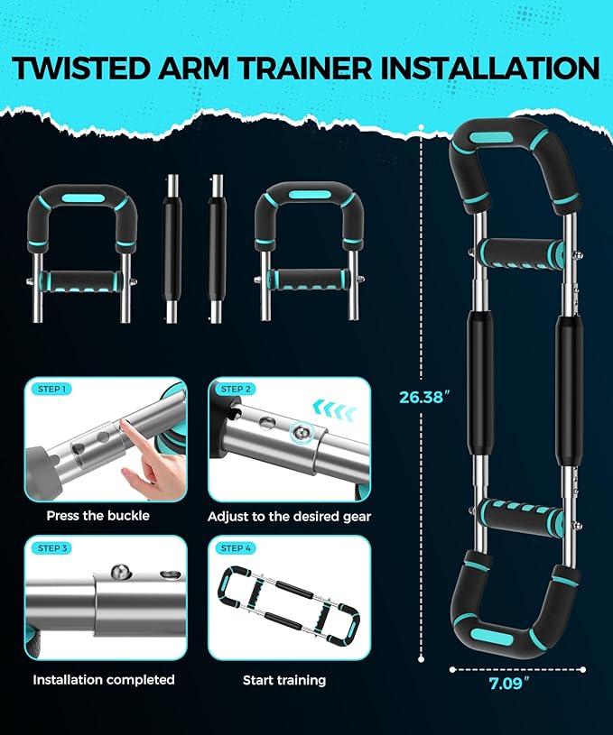 Twister Arm Trainer, Chest Workout Equipment for Men & Women Adjustable 5 Resistance Levels (40-130 lbs), Ergonomic Home Gym Strength Trainer with Anti-Slip Handles & Carry Bag