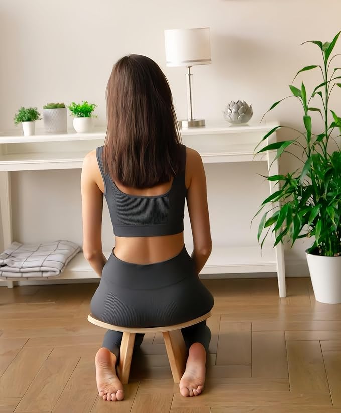 Solid Wood Ergonomic Kneeling Stool. Suitable for Temple Ceremonies, Tea Ceremonies, Meditation, Yoga, as Well as Home Fitness Assistance Chair (S# is Suitable for Height up to 160CM(63 in)