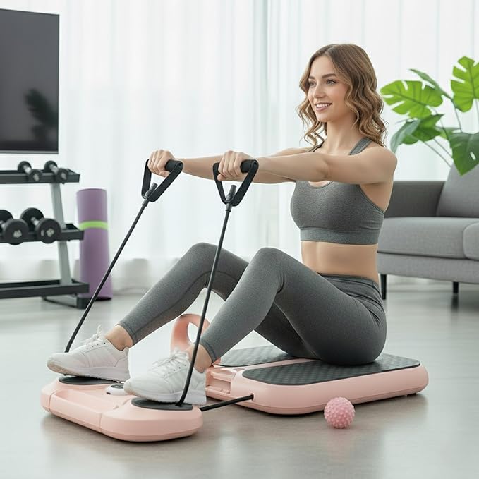 Multifunctional 5-in-1 Pilates Board – Ab Core Trainer with Push-Up Handles, Resistance Bands, Core Slider Pads, Massage Ball, Portable and Foldable Home Gym Fitness Equipment