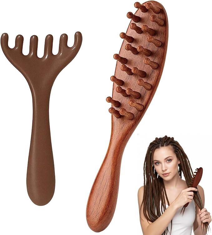 CZFSWT 2PCS Wooden Scalp Massager Set, Scalp Massager Hair Growth, Scalp Massage Tool Suitable for Relaxation, Stress Relief, Travel and Daily Use