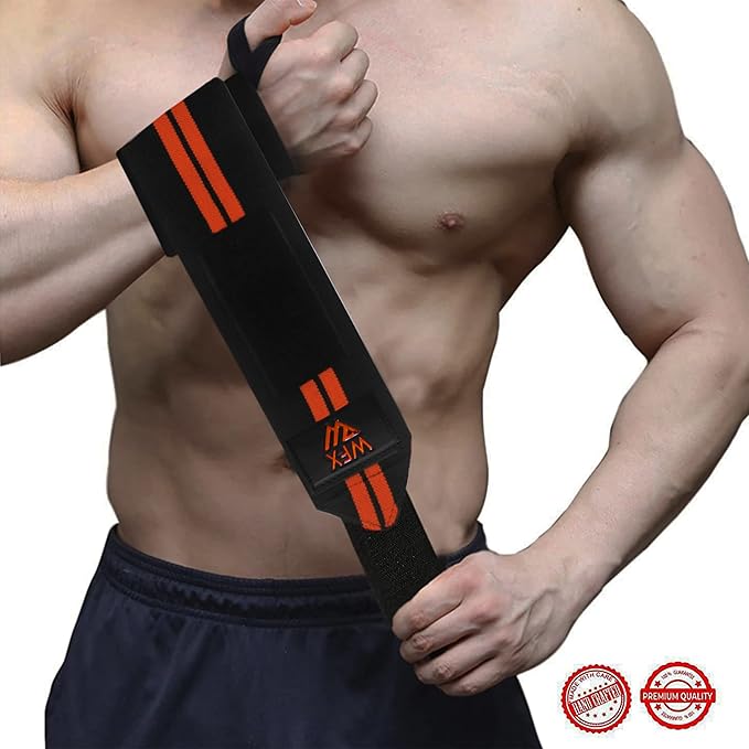 Gym Wrist Wraps Fitness Workout Training Heavy Weight Lifting Wrist Straps Support Thumb Loops Adjustable Pair Brace Strong Grip Powerlifting Bodybuilding