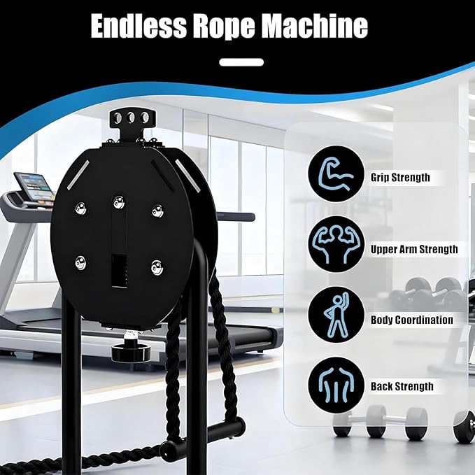 Endless Rope Trainer, Home Gym Equipment, Pulley Cable Machine System with Adjustable Resistance, Full Body Workout Tool, Portable Rope Exercise System for Athletes, HIIT & Functional Workouts