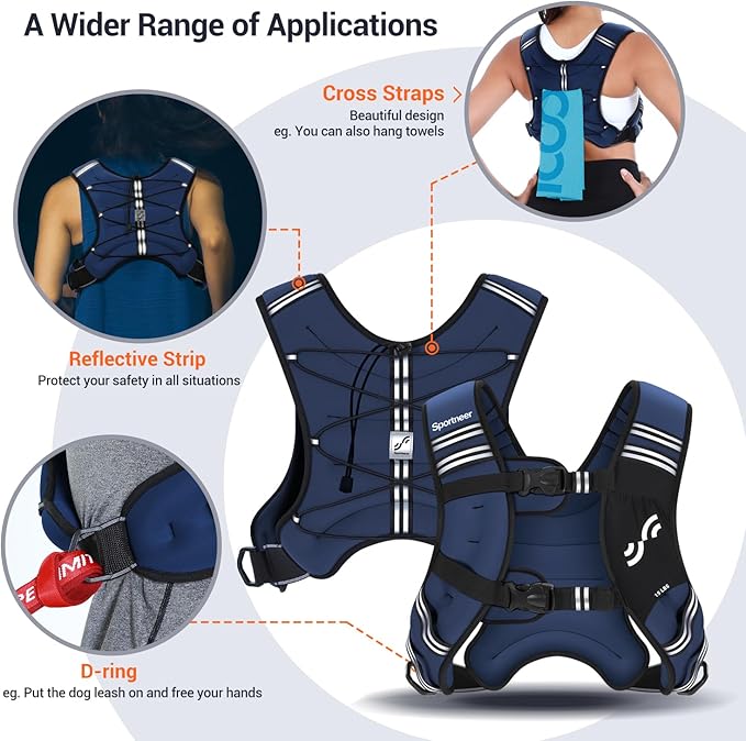 Sportneer Weighted Vest Woman: 8lb/12lb/15lb/20lb/25lb Weight Vest for Walking with Phone Bag, Adjustable Women Weighted Vest for Running Rucking Vest for Jogging Strength Training Weight Loss