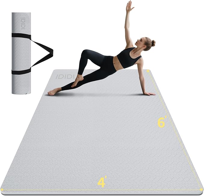 Large Yoga Mat (6'x 4') - Extra Long and Wide Workout Mat for Men and Women,Non-Slip POE 0.32''/0.4'' Thick Fitness Mat, Eco-Friendly, Thick Wide Exercise Mat for Home Workouts,Ideal for Yoga and Pilates.