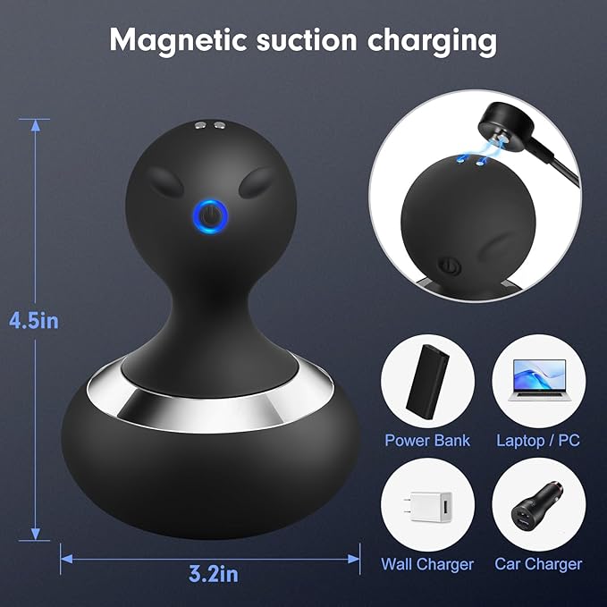 Cordless Electric Massager with 10 Powerful Vibrations, Rechargeable Handheld Neck Massager (Black)