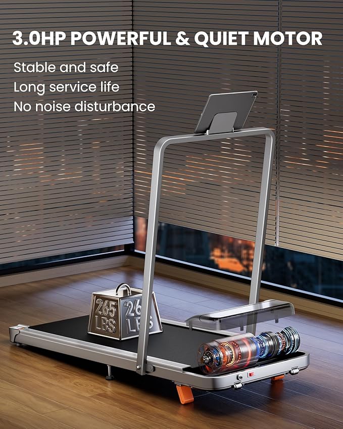 Walking Pad, Under Desk Treadmill with Incline for Home Office 2.5HP Portable Walking Treadmill with 265 Lbs Weight Capacity Walking Machine, Remote Control, LED Display