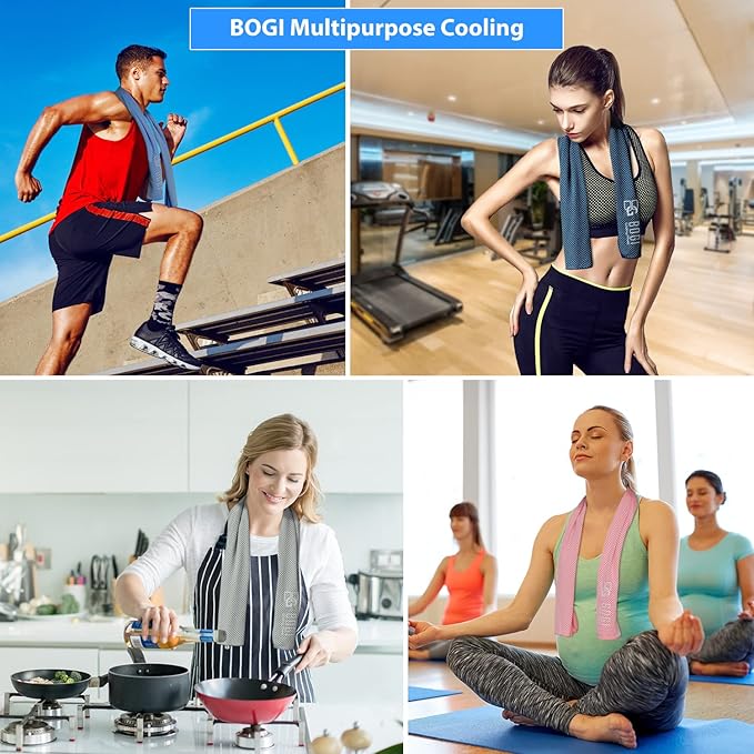 BOGI Cooling Towels for Neck and Face, Soft Breathable Cool Towel for Instant Cooling Stay Cool for Yoga, Sport, Gym, Camping, Running & More Activities