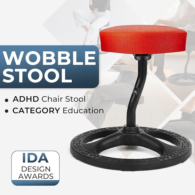 ADHD Chair for Kids, Yoga Chairs for Adults, Wobble Stool Active Flexible Seating Desk Chair with Non-Slip Base and Washable Seat Cover for Stability, Balance, Yoga, Office, School, Classroom
