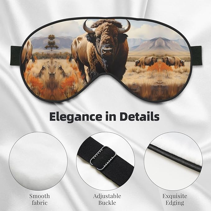 North American Bison Herd Head-Mounted Double-Sided Light-Blocking Sleeping Eye mask to Protect Eyes and Relieve Eye Fatigue