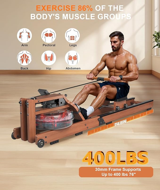 2026update Magnetic Rowing Machines for Home,Rower Machine with 16 Levels,Powerful Silent Magnetic Resistance,350lbs Weight Capacity,LCD Monitor,Silent Rail System,Row Machine for Home Gym Exercise