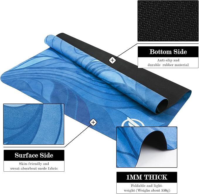 Pilates Reformer Machine Mat, Non Slip Pilates Reformer Cover Lightweight Foldable Washable Pilates Reformer Mat for Gym Fitness, Blue