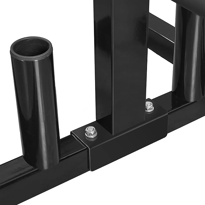 Topeakmart Tree Olympic Plate Rack Weight Bumper Plate Holder with 2 Bar Holders Black