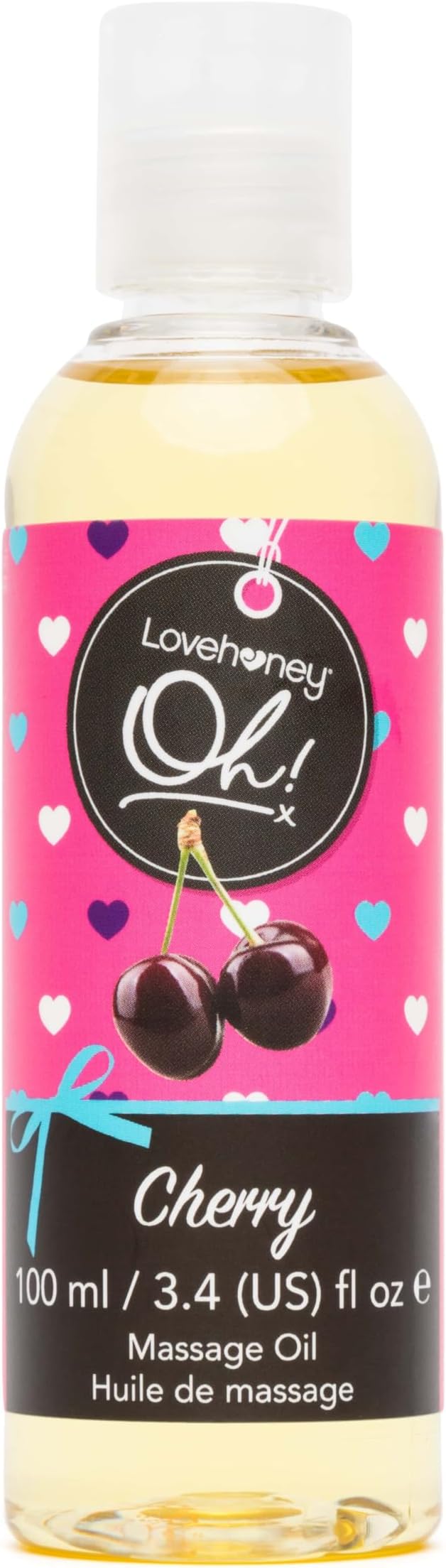 Lovehoney Cherry Massage Oil - Infused with Essential Oils - Vegetarian Friendly - 3.4fl oz